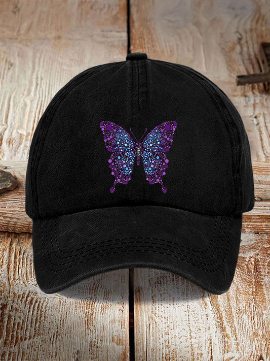 Γυναικείο ευρωπαϊκό Trendy Black Cap, διαθέτει αστραφτερή πεταλούδα σχεδιασμό, ιδανικό για Chic καθημερινά ρούχα