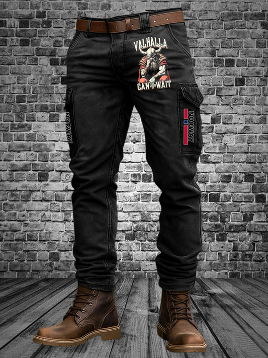Ανδρικά ρετρο Viking Πολεμιστές εκτύπωση περιστασιακό παντελόνι εργασίας