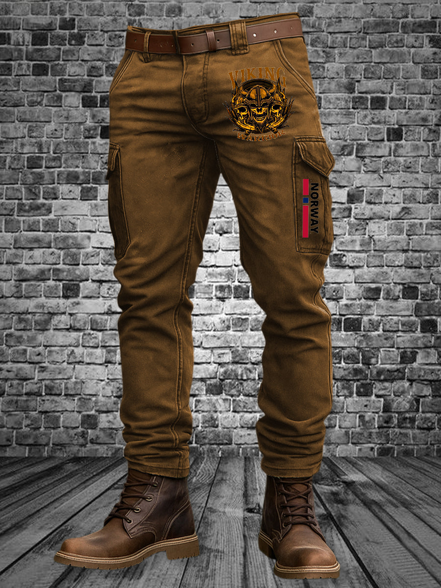 Ρέτρο Viking πολεμιστές εκτυπωτή ασήμαντο παντελόνι εργασίας