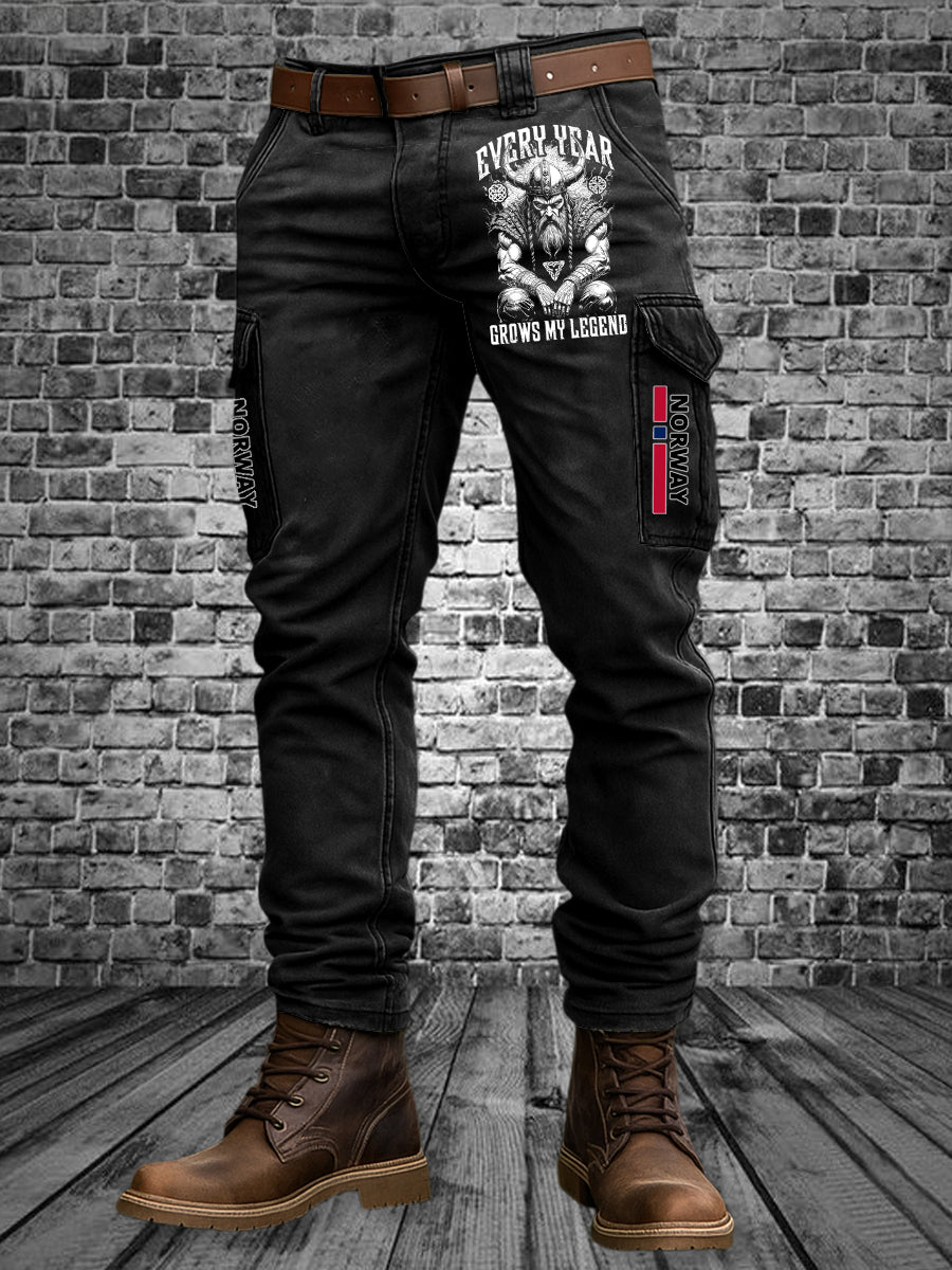 Ρέτρο Viking πολεμιστές εκτυπωτή ασήμαντο παντελόνι εργασίας