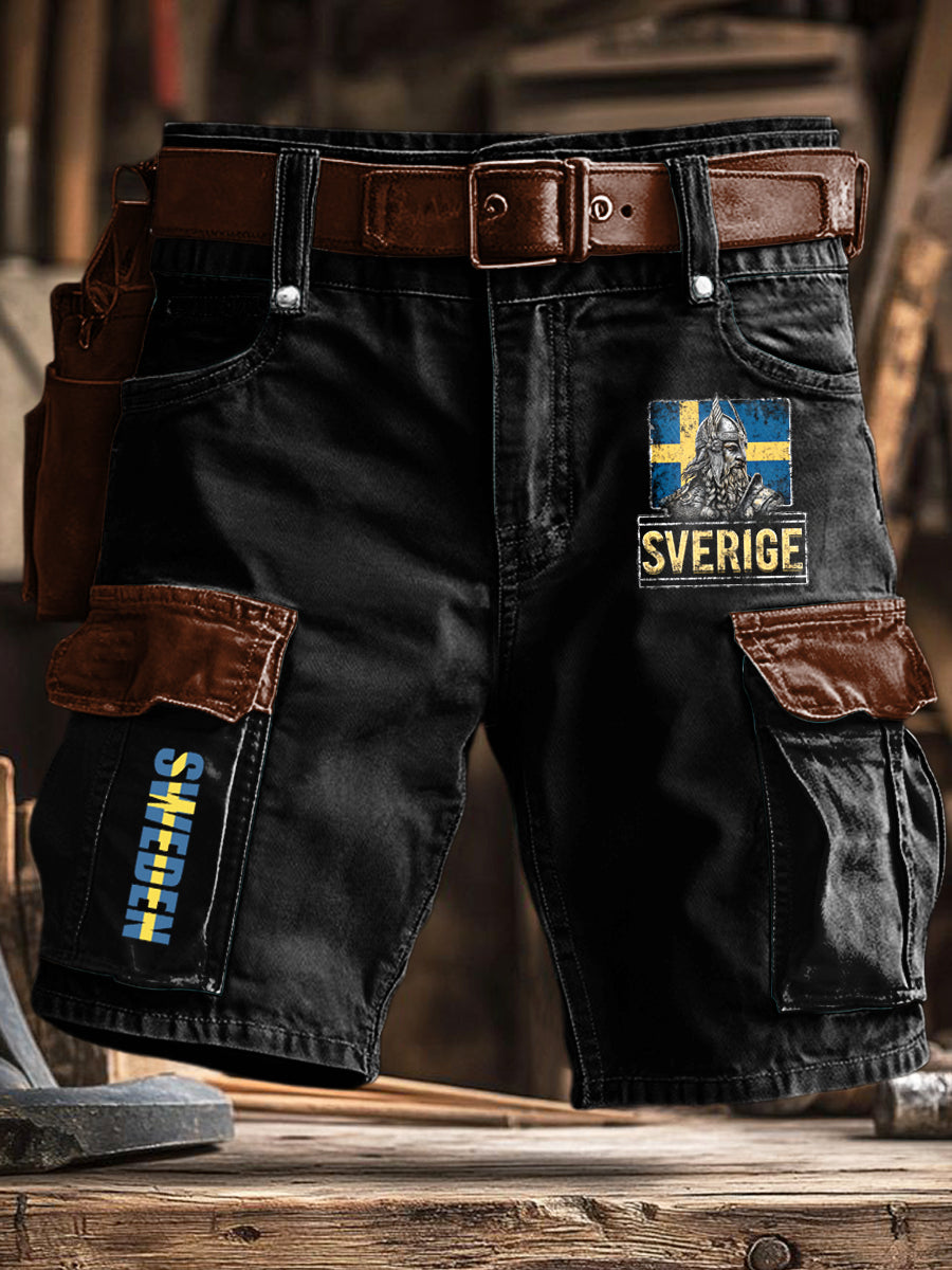 Kvinnor svenska viking krigare flagga tryck σορτς