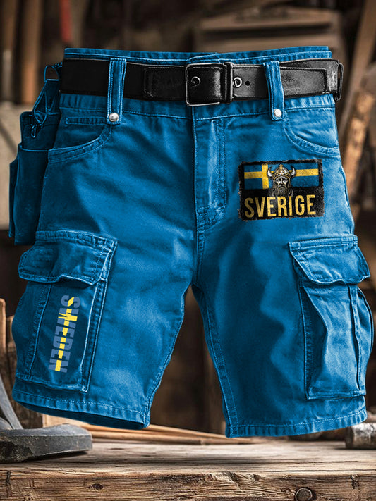 Kvinnor svensk flagga viking krigare tryckckta σορτς