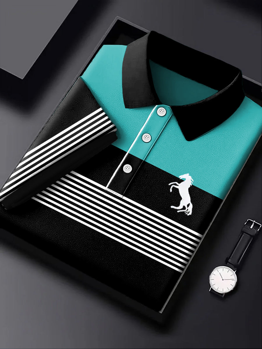 Ανδρικά Vintage ακανόνιστη λωρίδα επιχείρηση Polo πουκάμιση