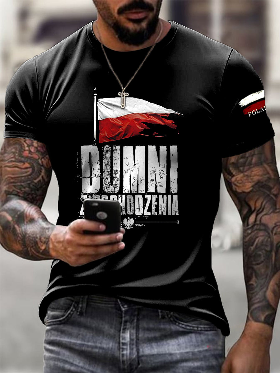 Ανδρική Ρέτρο Λευκό Αετό σημαία υπερηφάνεια Τ-Μπλούζα