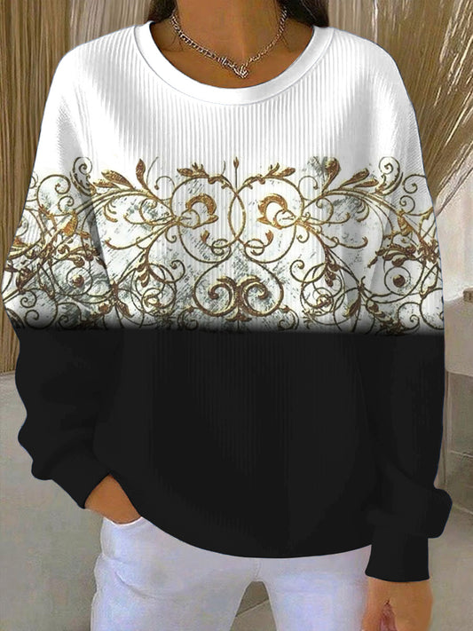 Γυναικείο πολυτελές χρυσό κύλισμα εκτύπωσης χρώμα - μπλοκ Φούτερ μπλοκ