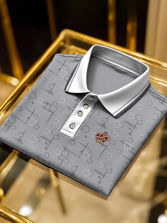 Ανδρικά γκρι μοτίβα επιχειρήσεων Polo πουκάμιση