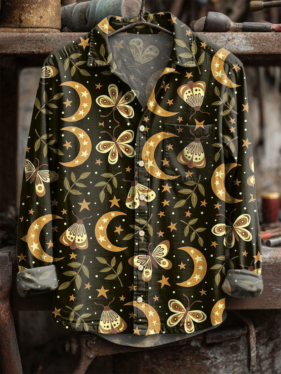 Vintage Αστέρι και Σελήνη Καθαρό μακριά μανίκι πουκάμισα