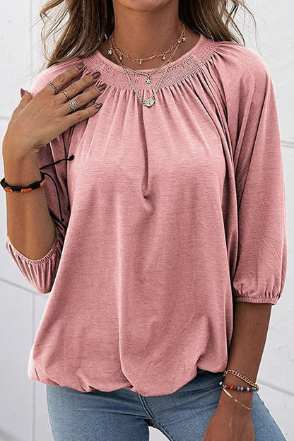 Γυναικείο πουλόβερ στρογγυλό λαιμό χαλαρό μέσο μήκος μανίκι Casual T-shirt