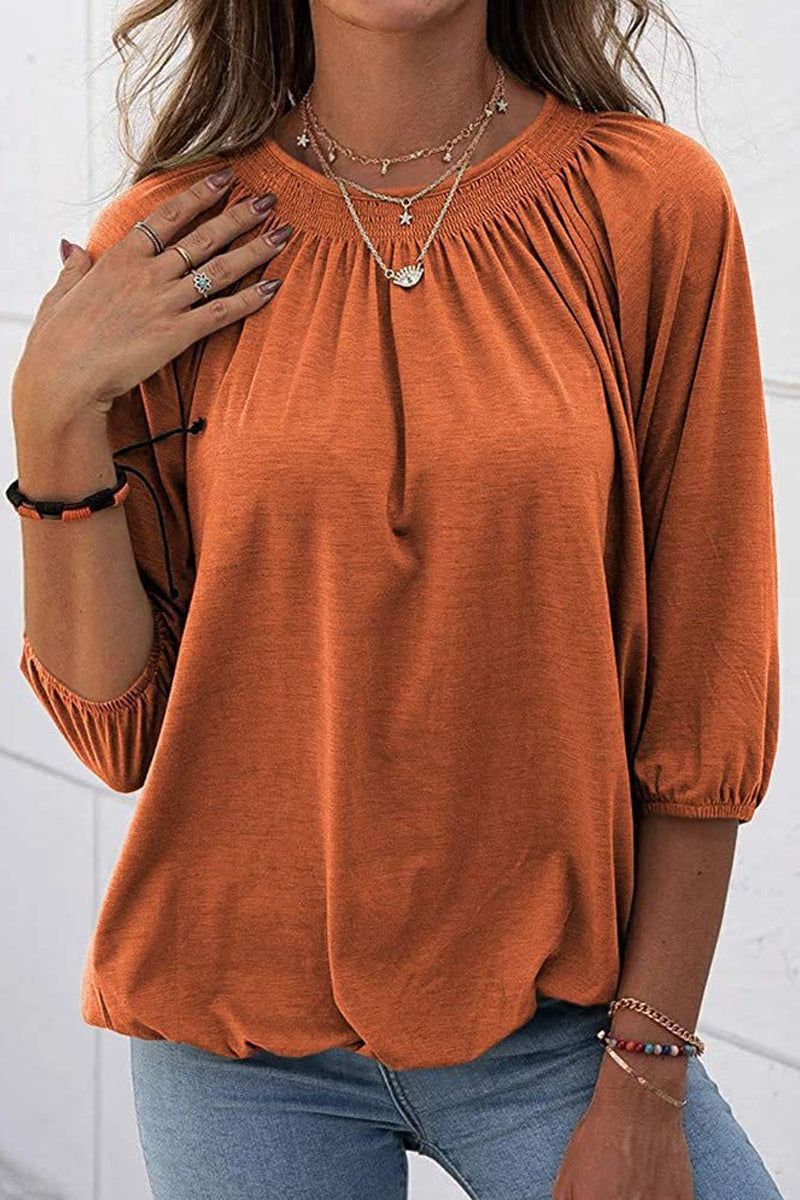 Γυναικείο πουλόβερ στρογγυλό λαιμό χαλαρό μέσο μήκος μανίκι Casual T-shirt