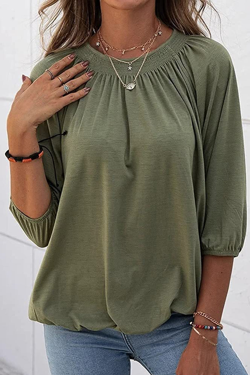 Γυναικείο πουλόβερ στρογγυλό λαιμό χαλαρό μέσο μήκος μανίκι Casual T-shirt