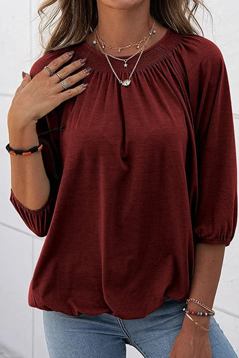 Γυναικείο πουλόβερ στρογγυλό λαιμό χαλαρό μέσο μήκος μανίκι Casual T-shirt