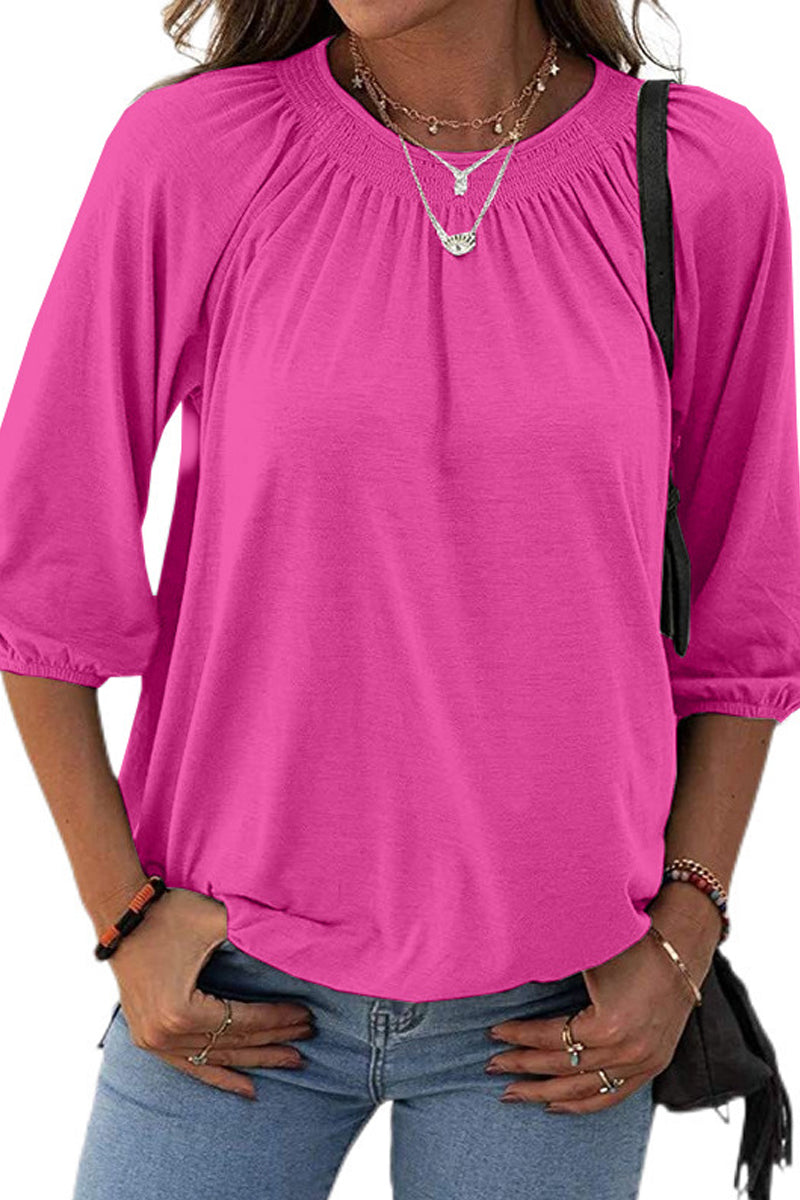 Γυναικείο πουλόβερ στρογγυλό λαιμό χαλαρό μέσο μήκος μανίκι Casual T-shirt