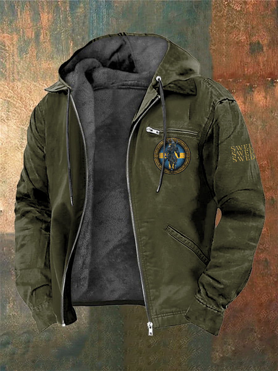 Μάγκα Σουηδίας Viking krigare tryckckt långärmad κουκούτσι τζάκα