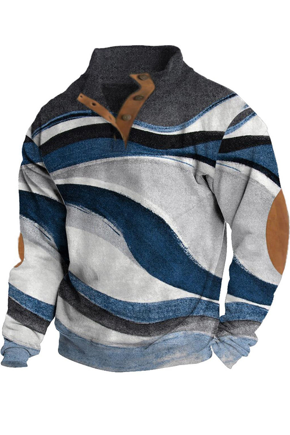 Ανδρική μόδα αφηρημένη γεωμετρική 3d πόρπη εκτύπωσης χαλαρό μακρύ μανίκι πουλόβερ