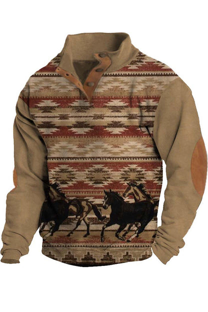 Ανδρική μόδα αφηρημένη γεωμετρική 3d πόρπη εκτύπωσης χαλαρό μακρύ μανίκι πουλόβερ