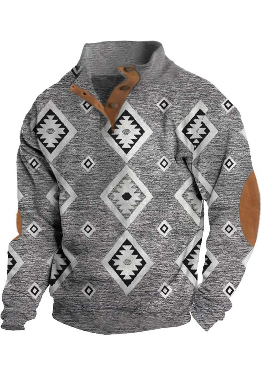 Ανδρική μόδα αφηρημένη γεωμετρική 3d πόρπη εκτύπωσης χαλαρό μακρύ μανίκι πουλόβερ