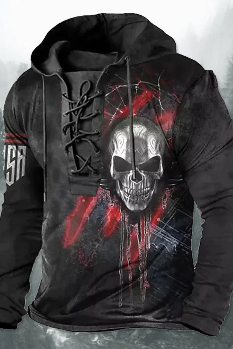 Ανδρικά περιστασιακό Retro τυπωμένο σάντουιτς με κουκούλα μπούκι