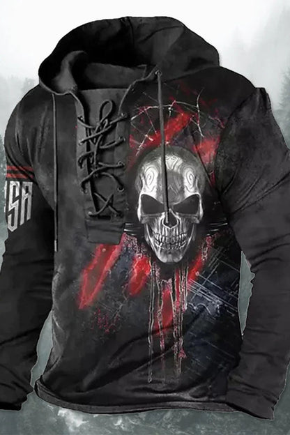 Ανδρικά περιστασιακό Retro τυπωμένο σάντουιτς με κουκούλα μπούκι