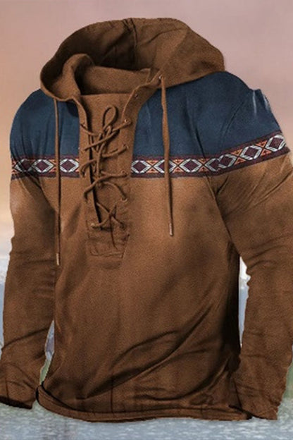 Ανδρικά περιστασιακό Retro τυπωμένο σάντουιτς με κουκούλα μπούκι