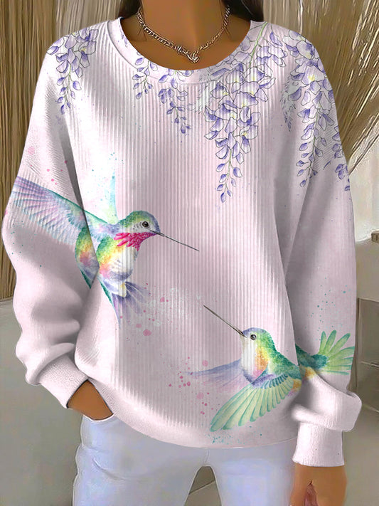 Γυναικείο γυναικείο πτηνό και ανθρωπίνη περιστασιακό πούλλοβερ.