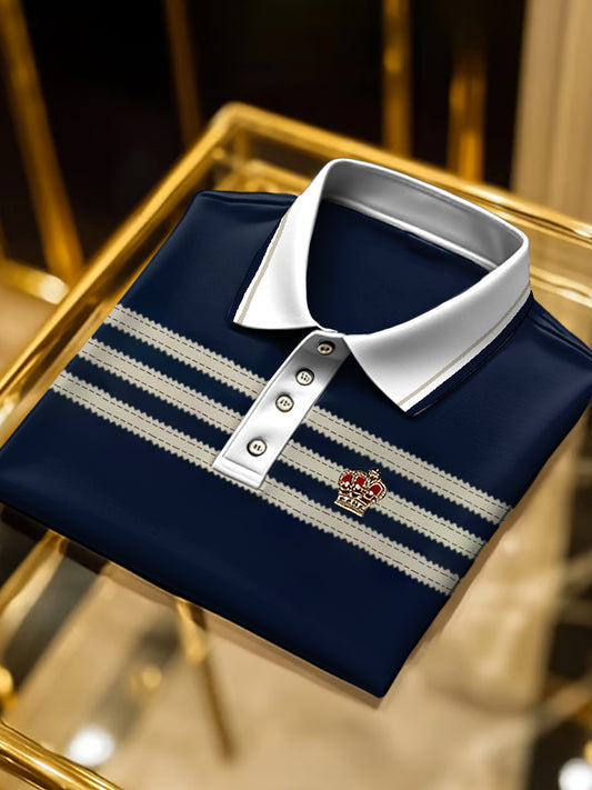 Ανδρικό Vintage Ναυτικό μπλε ριγέ πουκάμισο πόλο