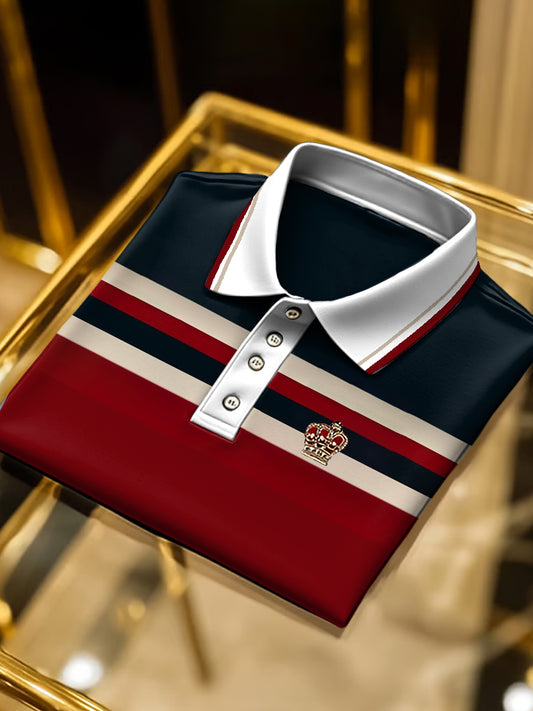 Ανδρικά Vintage Minimalist ριγέ πουκάμισο Πόλο