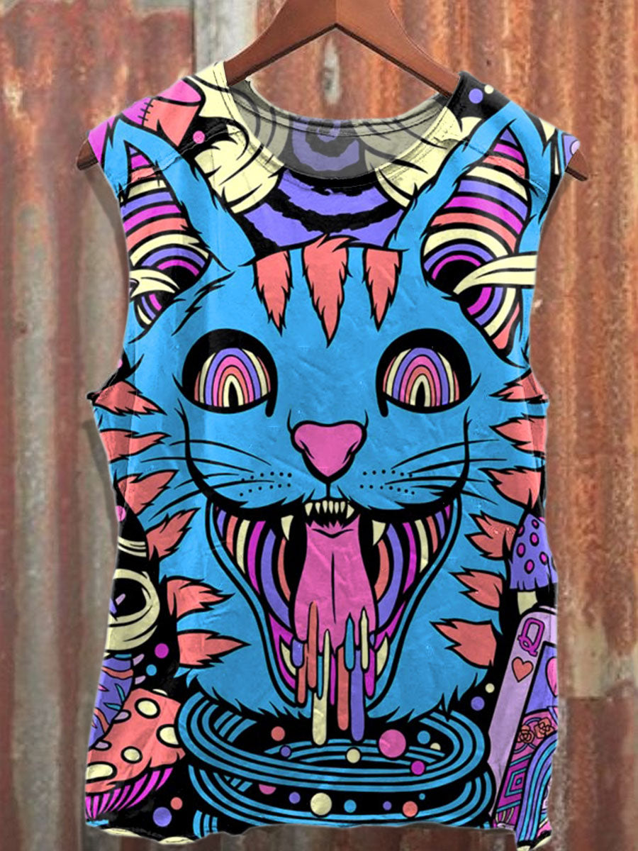 Retro Γκράφιτι Εκτύπωση Casual βαμβάκι δεξαμενή κορυφή