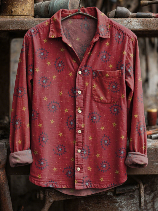 Retro Αστέρι εκτύπωση Casual μακριά μανίκι πουκάμισα