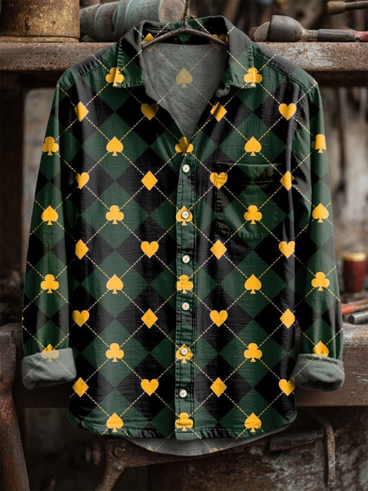 Retro λωρίδα εκτύπωση Casual μακριά μανίκι πουκάμιση