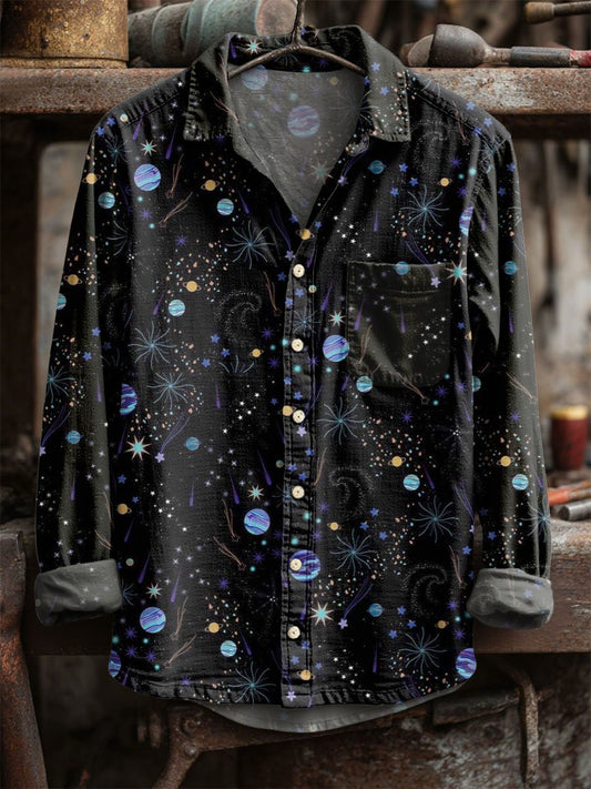 Vintage Αστέρι και Σελήνη Καθαρό μακριά μανίκι πουκάμισα