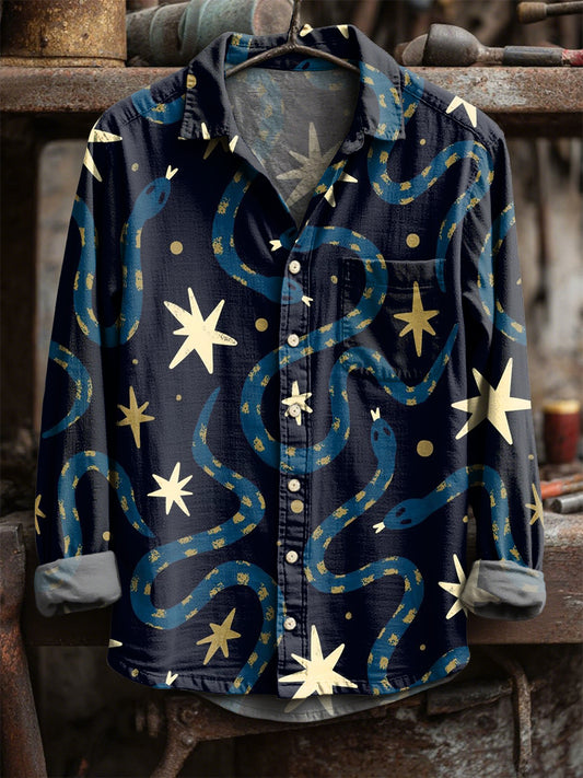 Retro Αστέρι εκτύπωση Casual μακριά μανίκι πουκάμισα