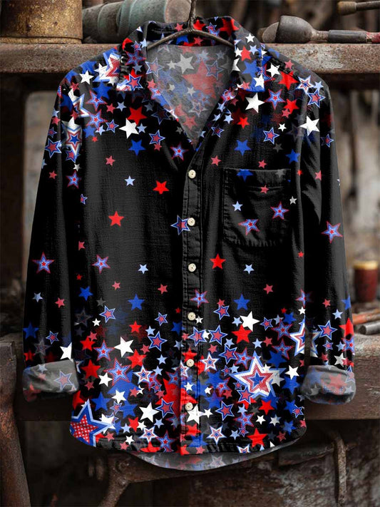 Retro Αστέρι εκτύπωση Casual μακριά μανίκι πουκάμισα