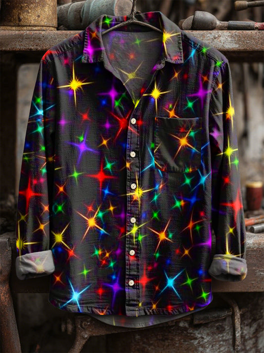 Retro Αστέρι εκτύπωση Casual μακριά μανίκι πουκάμισα