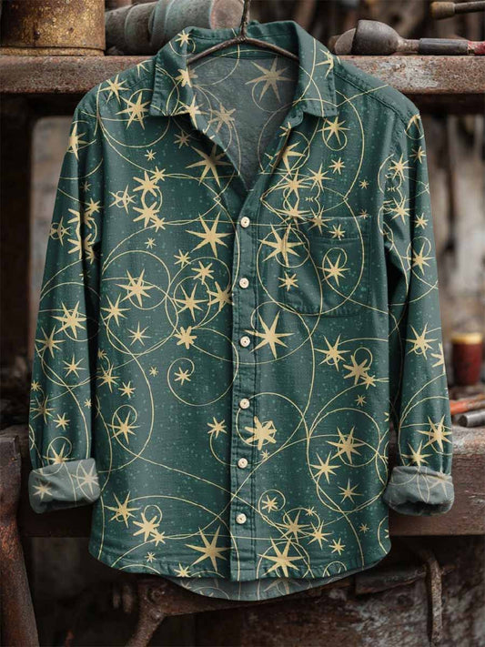 Retro Αστέρι εκτύπωση Casual μακριά μανίκι πουκάμισα