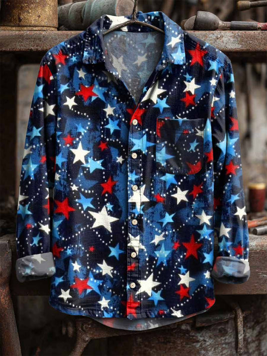 Retro Αστέρι εκτύπωση Casual μακριά μανίκι πουκάμισα