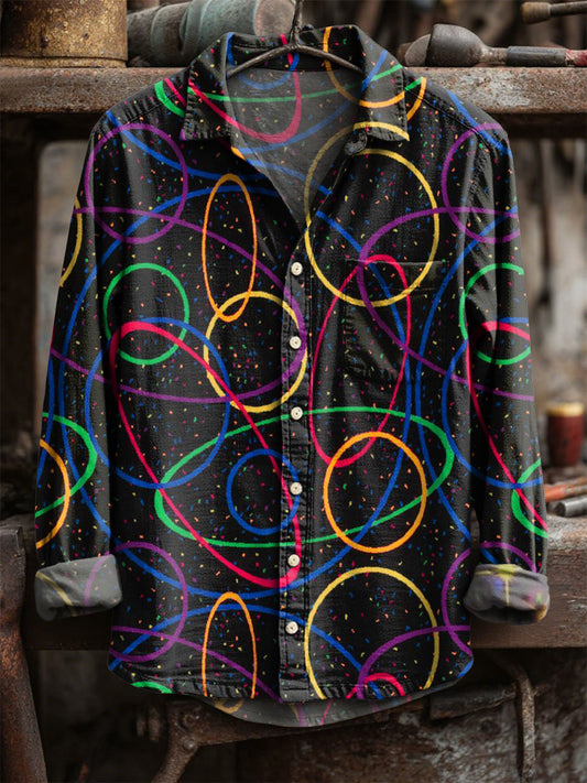 Retro Εκτύπωση περίπτωση μακριά μανίκι πουκάμισα