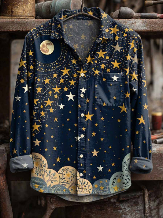 Retro Αστέρι εκτύπωση Casual μακριά μανίκι πουκάμισα