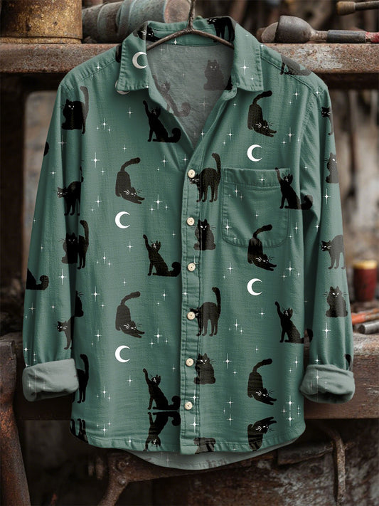 Vintage Αστέρι και Σελήνη Καθαρό μακριά μανίκι πουκάμισα