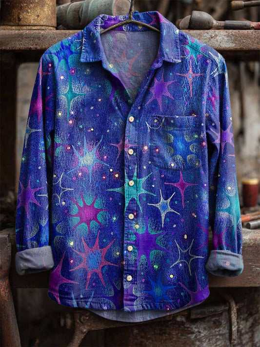 Retro Αστέρι εκτύπωση Casual μακριά μανίκι πουκάμισα