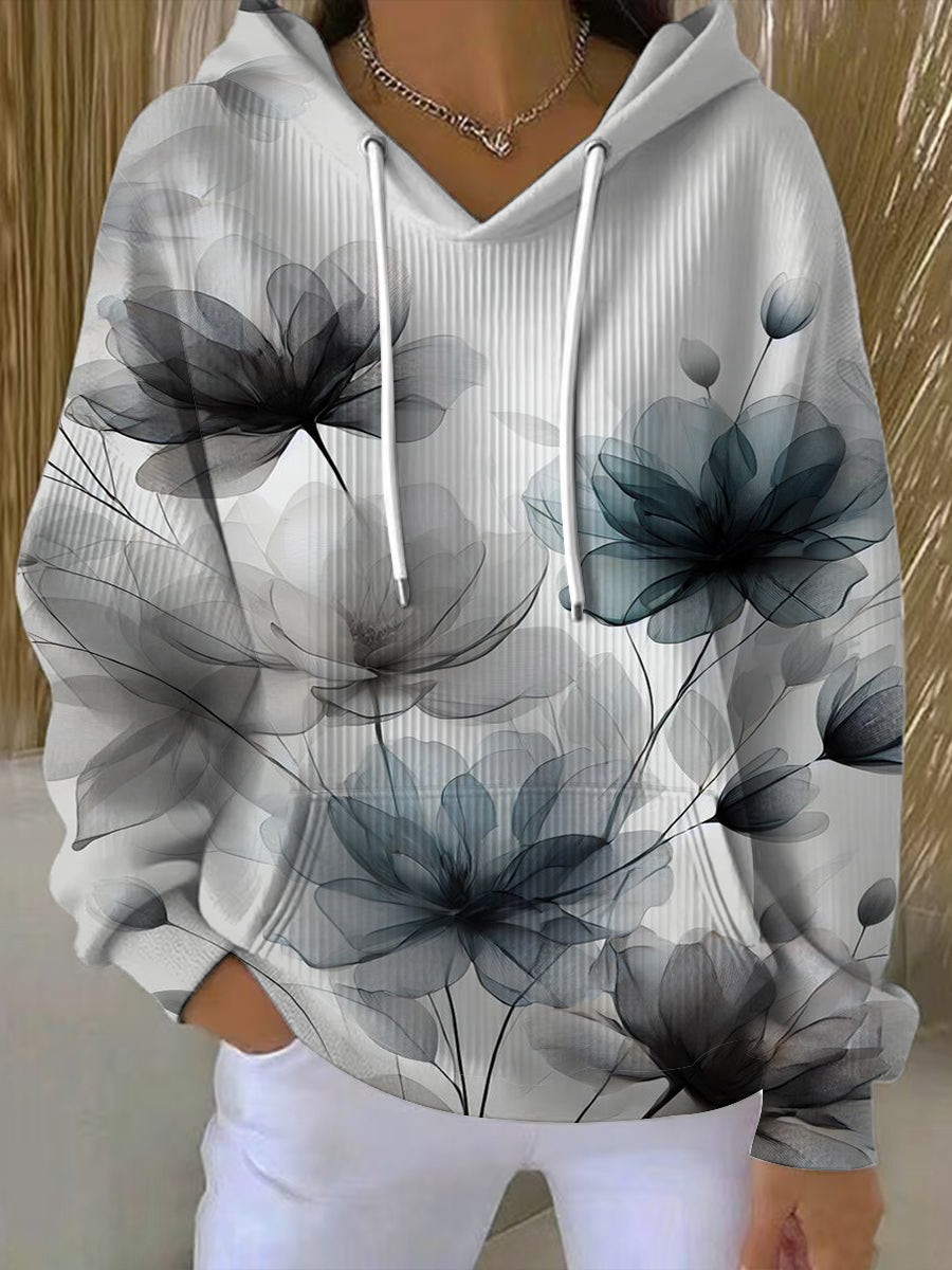 Γυναικεία καλλιτεχνική γκρίζα λουλούδια κουκούλας