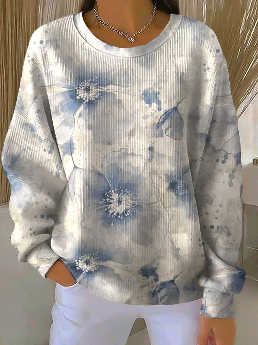 Γυναικείο Vintage Αφηρημένη Floral Casual Crewneck πουλόβερα