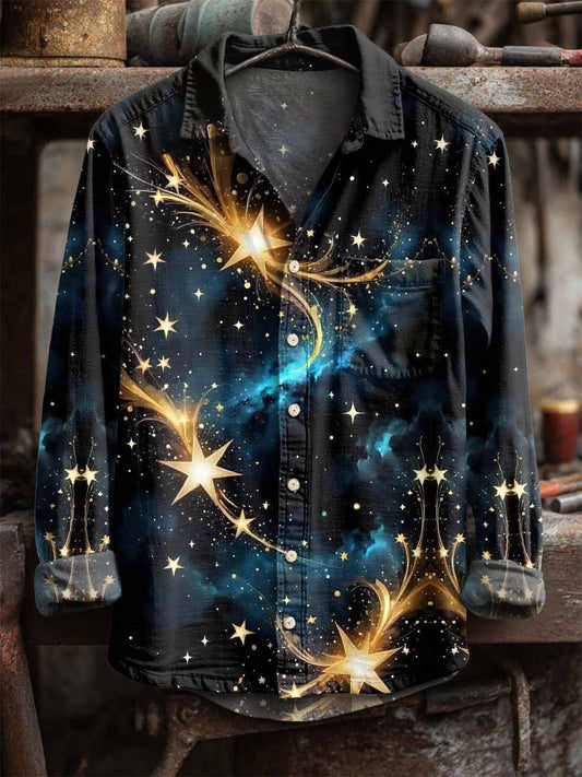 Retro Αστέρι εκτύπωση μακριά μανίκι πουκάμισα