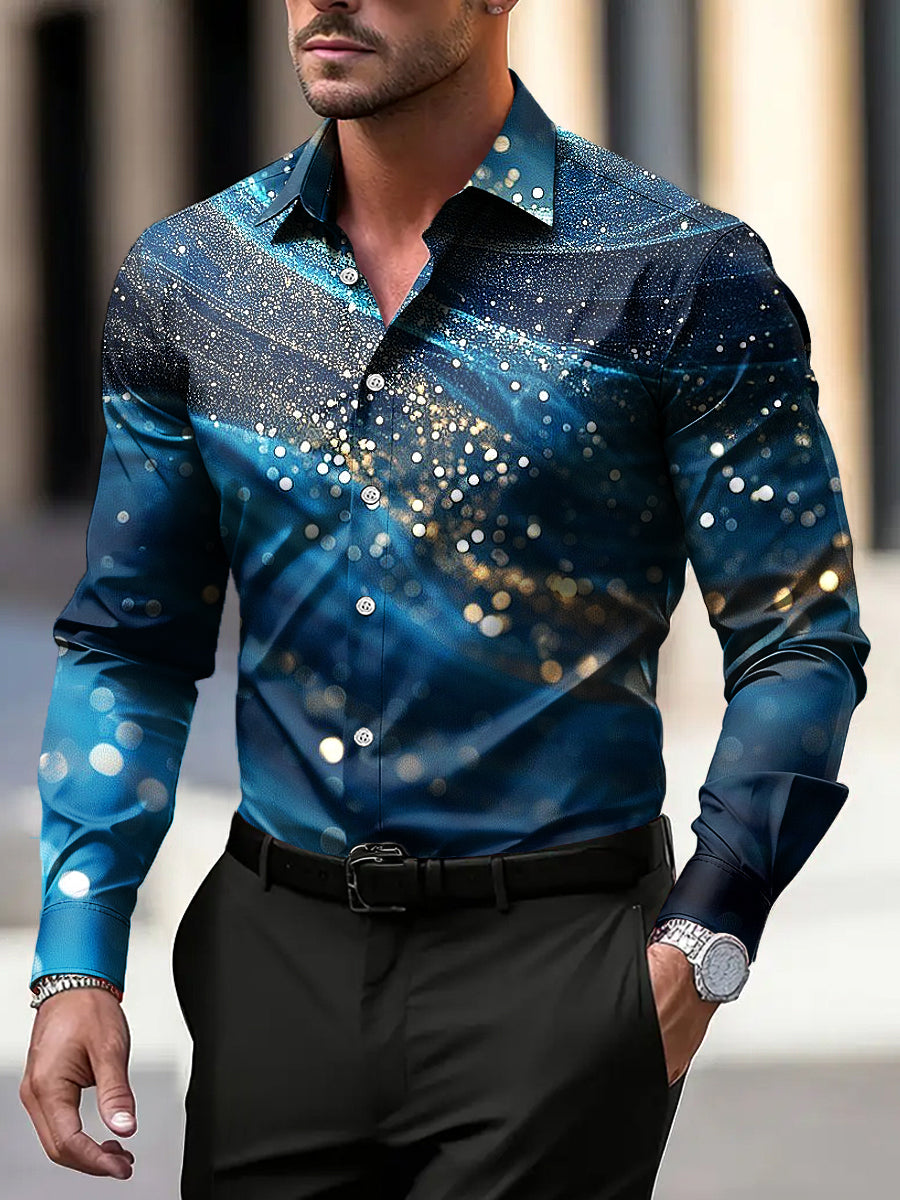 Ανδρικά Vintage λαμπερές ρίγες υφή επιχείρηση Casual πουκάμιση