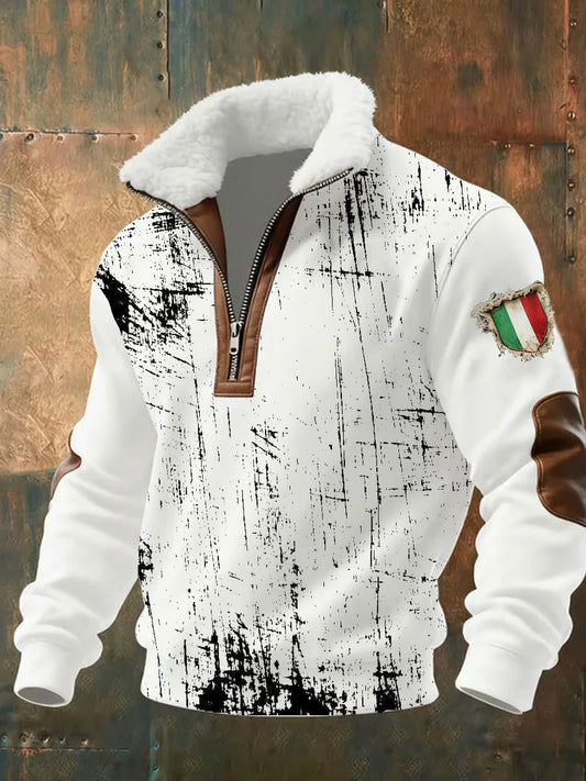 Ανδρικά Vintage ιταλική τέχνη εκτύπωση αναμνηστικό γούνα κολάρο