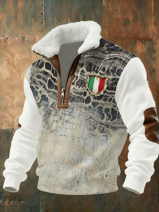 Ανδρικά Vintage ιταλική τέχνη εκτύπωση αναμνηστικό γούνα κολάρο