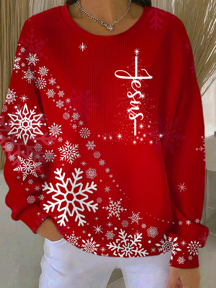 Γυναικεία Retro Χριστουγεννιάτικη τέχνη Εκτύπωση Καθαρό Φούτεργο