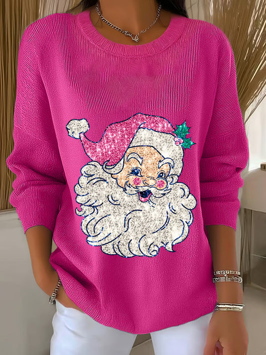 Γυναικεία Retro Χριστουγεννιάτικη τέχνη Εκτύπωση Καθαρό Φούτεργο