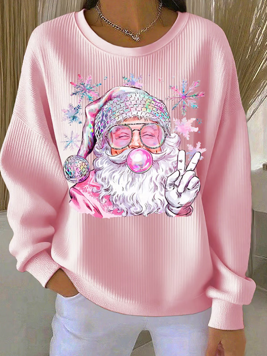 Γυναικεία Retro Χριστουγεννιάτικη τέχνη Εκτύπωση Καθαρό Φούτεργο