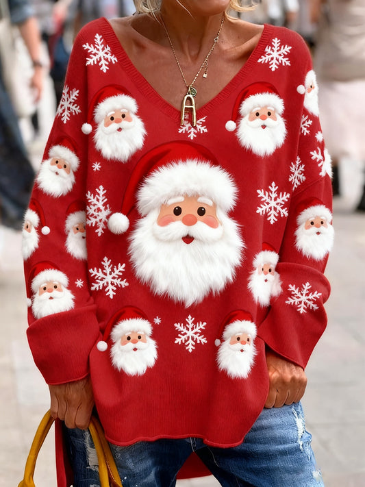 Γυναικείο Vintage Χριστούγεννα Τέχνη Εκτύπωση Άνετο πλεκτό κορυφή