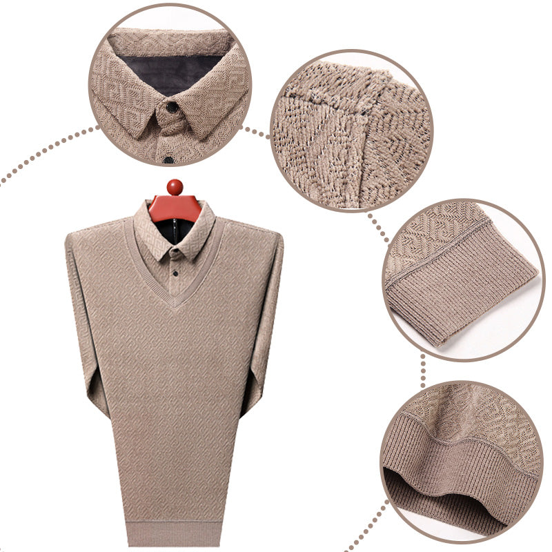 [Δώρο για άνδρες] Ανδρικό ζεστό πλεκτό πουκάμισο 2 τεμαχίων